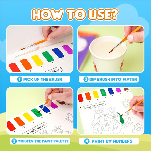 1-3, 2-4, 4-6, 5 YPLUS Paint with Water Books for Toddlers, Art Craft Toys Watercolor Painting Paper, Gift for Kids