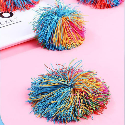 Estimable 16 PCS Sensory Fidget Stringy Balls, Multicolor Soft Rubber Bouncy Stress Balls, Pull Stretch Elastic Ball
