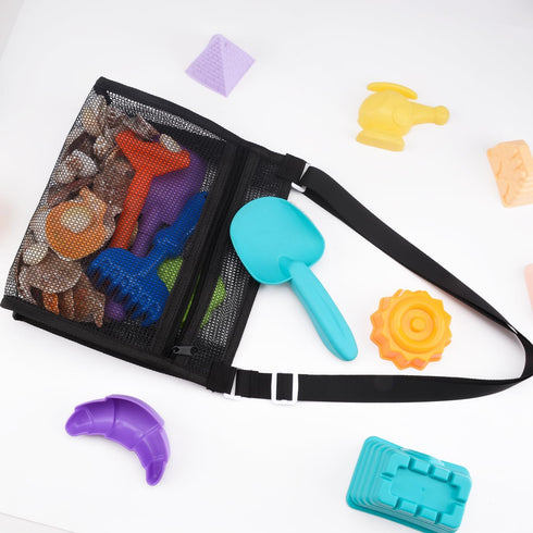MUYIZI Beach Mesh Shovel with Mesh Beach Bag for Shell Collecting, Kids Sand Sifter for The Beaches,Shell Scooper