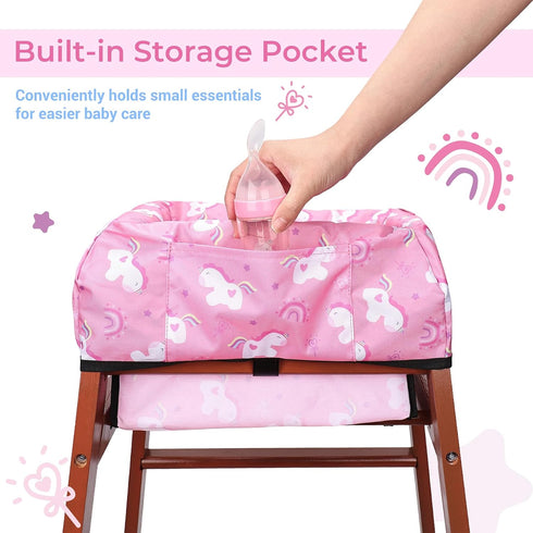 COOLBEBE 3-Point Baby High Chair Cover with Harness, Waterproof & Machine Washable Portable Seat Cover, Fits Wooden