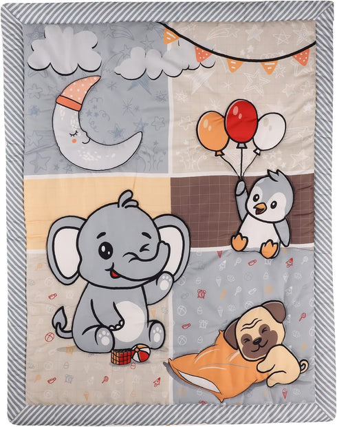 CribMATE 3 Set Set 1 1 1 PCs Gray Elephant Penguin Puppy Nursery Crib Bedding Baby Girl Baby Boy Animal Holiday Cot