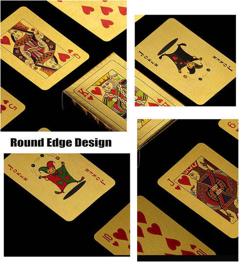 Mini Playing Cards, 2 Deck Cool Gold Poker Cards, Miniature Waterproof Foil Poker Cards for Teens and Adults