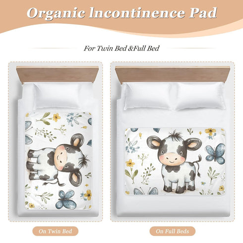 siphylline 52" 34" Cartoon Cute Cow White Extra Large Resuable Toddler Mattress Pads Water Resistant Baby Diaper