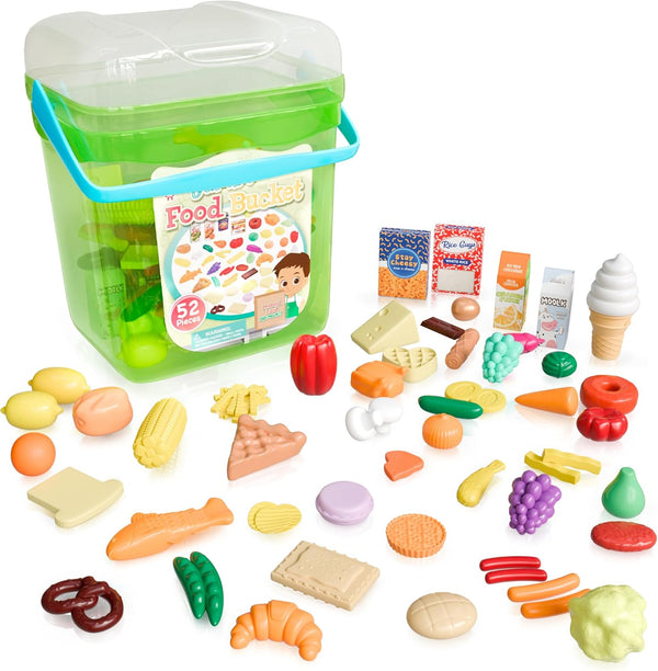 Lollipop Pretend Food Supermarket Set 52-Piece Jumbo Bucket of Gourmet Play Food