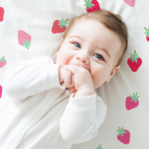 100% Wildkin Cotton Fitted Crib Sheet Soft & Breathable Fitted Sheet (Strawberry Patch)