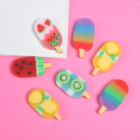 DOMG 16Pcs Ice Cream Erasers for Kids, Cute Fruit Shaped Fun Food Erasers for Classroom Rewards and Party Favors