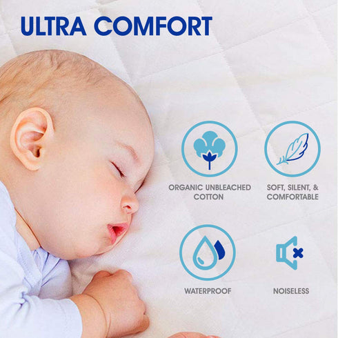 Venneti Crib Mattress Cover - Cotton Waterproof Mattress Protector for Newborn - Premium Quality Hypoallergenic