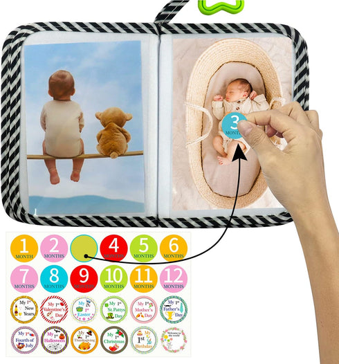 ABCKEY My Family And Friends Baby Photo Album, Sunflower Baby-safe Mirror, Holds 18 Photos, Colourful