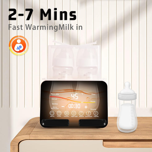 Losbenco 8-in-1 Double Bottle Warmer and Steri-lizer, Fast Baby Milk Warmer with Timer for Breastmilk or Formula