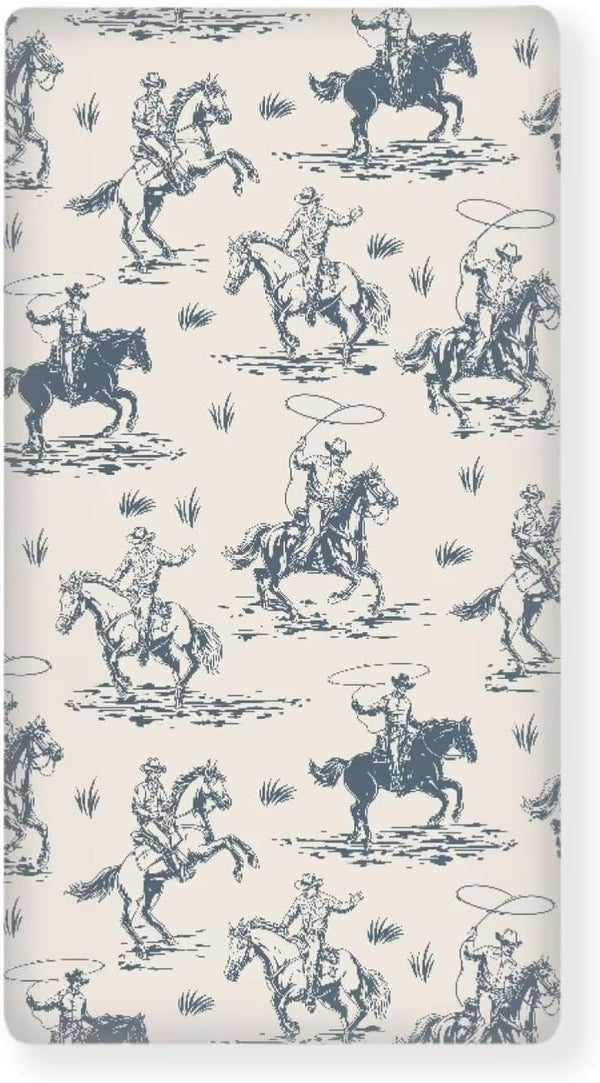JIANADAER Cowboys Horse Western Fitted Crib Sheet Vintage West Desert Standard Crib Mattress