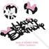 Black Glitter Minnie Inspired Happy Birthday Cake Topper with Pink Bows for Girls Birthday Party