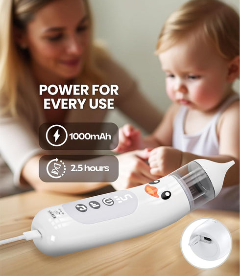 Seremum 5 Nasal Aspirator for Baby Electric Nose Cleaner and Booger Sucker with LED Light and Music, Gentle Suction