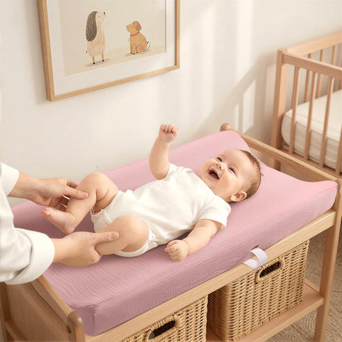 Lulumoon Muslin Changing Pad Cover - Soft and Stylish Diaper Changing Sheet for Babies