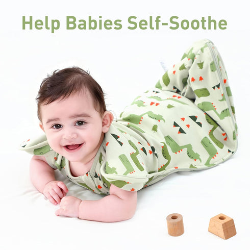 2 Packs 3-6 3-Way Premium Soft Cotton Swaddle Blanket Sleep Sacks Arms Up Design Months, Hands Up Transitions