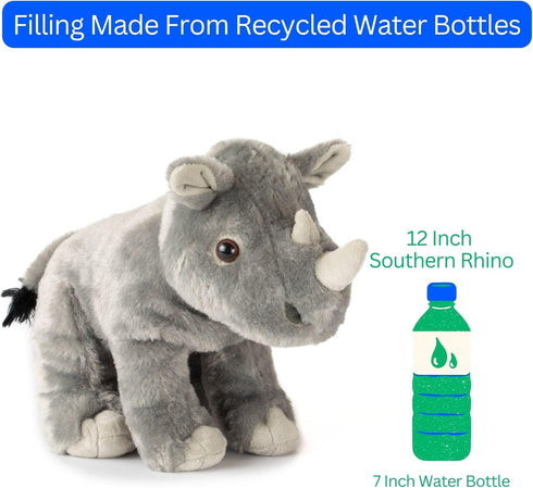 12 inches The Petting Zoo Rhino Stuffed Animal, Gifts for Kids, Wild Onez Zoo Animals, Southern Rhino Plush Toy