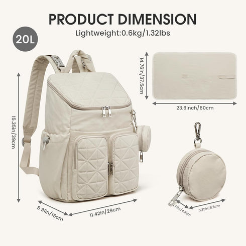 G4Free Backpack Diaper Bag for Moms Dads Travel Baby Bag with Pacifier Case & Insulated Pockets,Beige