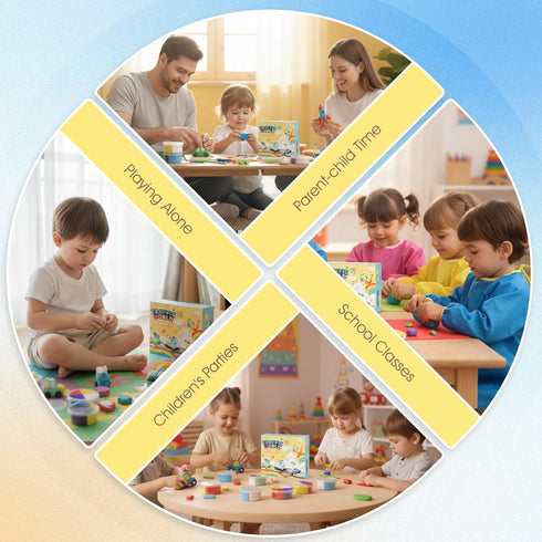 hittaty 12 Air Dry Clay Kits for Kids - Traffic Model Magic Clay, Boxes Molding Clay for Kids with Sculpting Tools