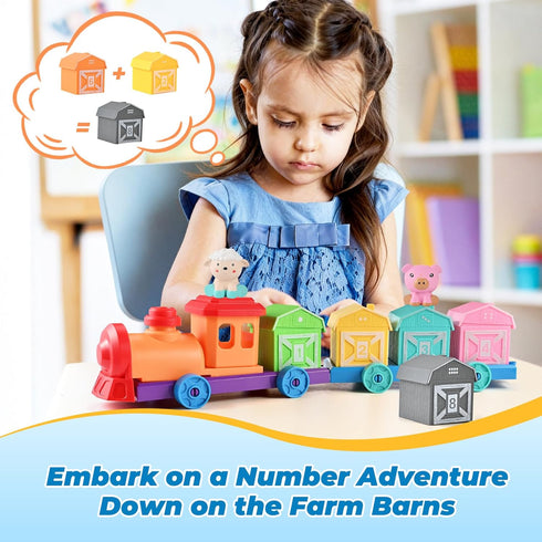 Cieex 1 2 3 Counting 10 10 Toddler Toys Farm Animal Train for Years Old, Matching Sorting Montessori Learning Toy