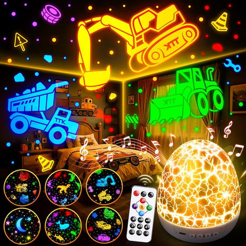 3-515 6 [31 PIKOY Excavator Toys for Boys Sounds & FilmsKids Construction Toys Truck Night Light Kids Colors & Remote