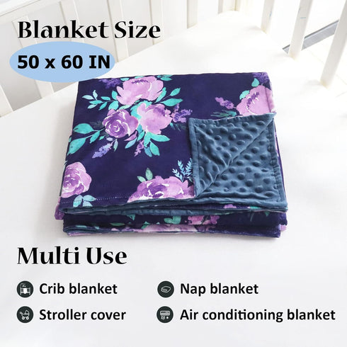 50 60 Inch TANOFAR Toddler Blanket Purple Floral Fleece Baby Blankets for Grils Double Layer Crib Blanket x Watercolor