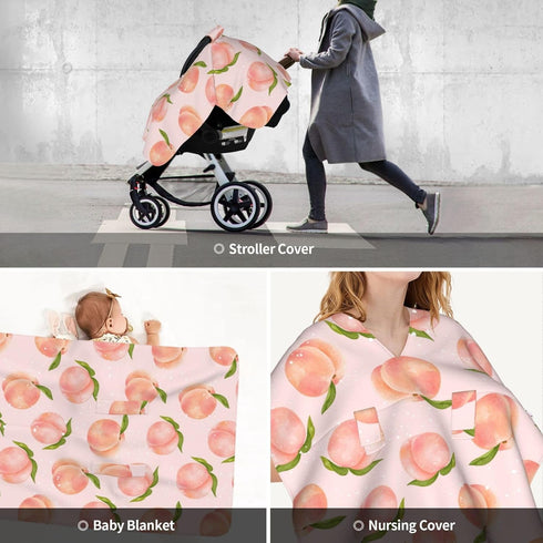 Schgap Peach Car Seat Covers Canopy for Baby Soft Stroller Cover Nursing Cover Breastfeeding Baby Carrier Cover