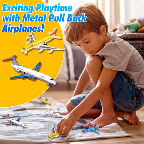 3 4 5 6 (2 pack) Airplane Toys, Metal and Plastic Plane Pull Back Airplane Toys for Years Old Boys Girls, Die Cast