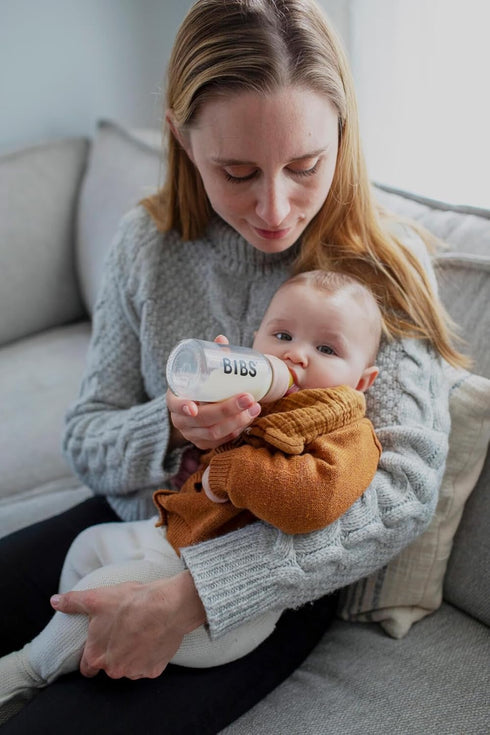 Set 225 ml BIBS Baby Glass Bottle Complete | BPA Free Natural Rubber | Made in Denmark | Blush