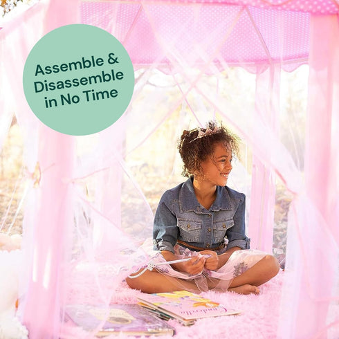 Princess Tent for Kids - 55" X 53" with LED Star Lights, Toddler Playhouse, Princess Castle Toys