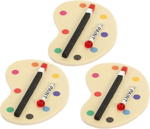 3pcs 1:12 Dollhouse Miniature Artist Palette and Paint Brush Model Toys for Kids Pretend Play