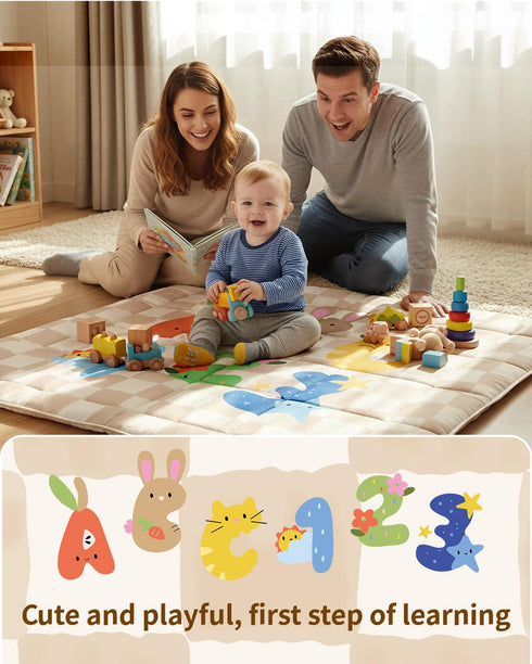 50x50 Inches Baby Play Mat, Foldable Play Mats for Floor, Crawling Mat for Playpen with Anti-Slip Bottom, Machine