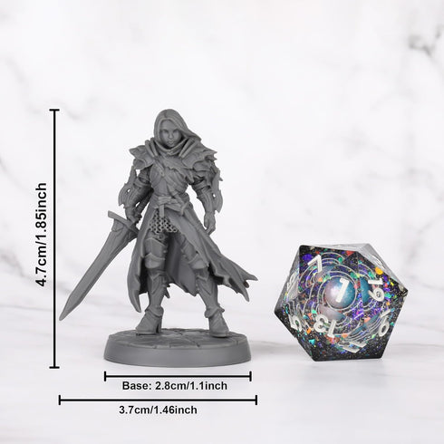 AUSPDICE Fighter 28mm DND Miniature, Lydia The Lioness Paladin Figure for D&D and Board Games, Ideal for TTRPG