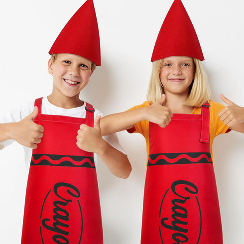Set, Kids Crayon Costume Crayon Apron with Gnome Cone Hat, Funny Dress Up Outfit Accessories for Halloween