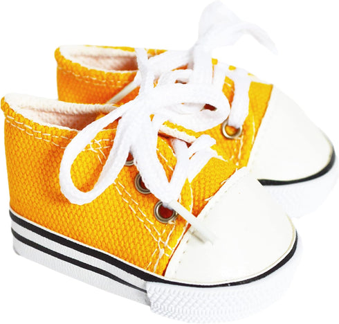 MBD Canvas Sneakers Doll Shoes in Marigold Yellow for 18 Inch Dolls and Kennedy and Friends Girl and Boy Dolls
