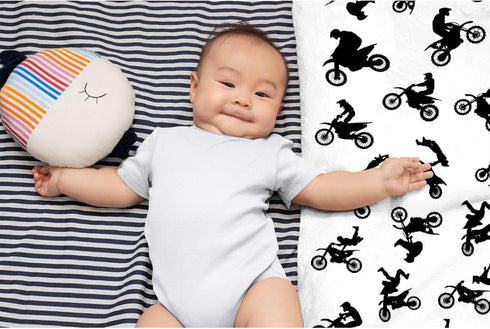 Motorcycles Dirt Bike Baby Blanket Gifts Super Soft Swaddle Newborn Cozy Receiving Blanket 40x30 in