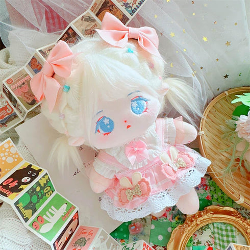 niannyyhouse 20cm Plush Doll Clothes: Pink Headwear, Shirt, Skirt for 8in Soft Stuffed Toy
