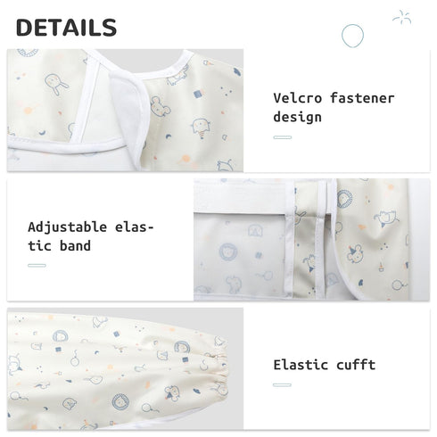 Little Dimsum Long Sleeve Weaning Baby Bib Mess-Proof Feeding Smock Bibs for Babies,Adjustable Waterproof Apron Full