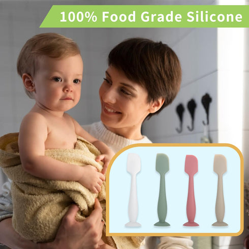 4Pack Baby Diaper Cream Spatula, Silicone Butt Spatula Baby Paste Diaper Cream Applicator for Newborn Babies