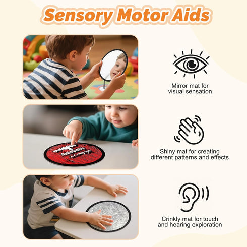 16 Set 3 Gift(8.3 Inch) Upgraded Sensory Mats, Mixed Colors Sensory Toys for Kids with Autism, Tactile Wall Panel