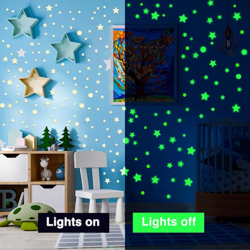 Realistic Tiny 3D Domed Glow in The Dark Stars, 826pcs Adhesive Glow Dots and Stars for Kids Bedroom Decor