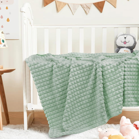 3D Cozy 30 40 Inch HOMRITAR Flannel Fleece Baby Blanket for Unisex Sage Green Super Soft Plush Toddler Blanket