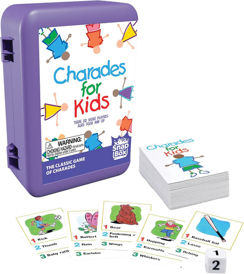 Pressman Charades for Kids Snap Box - The 'No Reading Required' Family Game in A Compact Travel Case