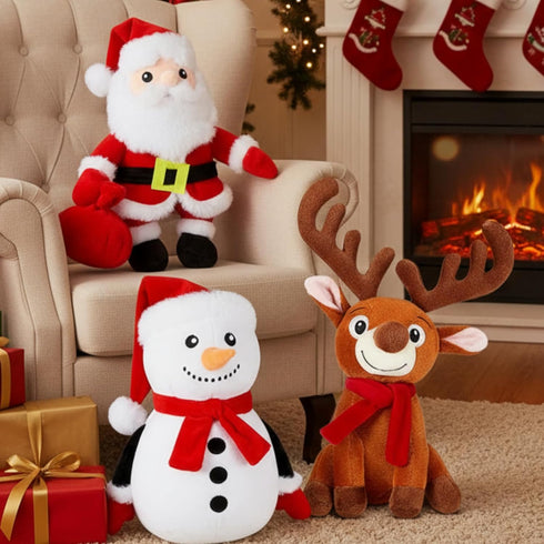 Poen 3 Pcs 11 Inch Christmas Stuffed Animals Set Santa Claus Snowman Reindeer