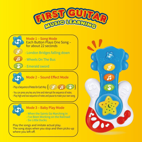 WEofferwhatYOUwant Baby Guitar - Musical Toy with Play Along Guitar Riffs & Bedtime Projector Lights for Babies 6+