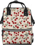 Qewfoju Red Cherries 2 Print Diaper Bag Backpack Large Capacity Diaper Backpack Baby