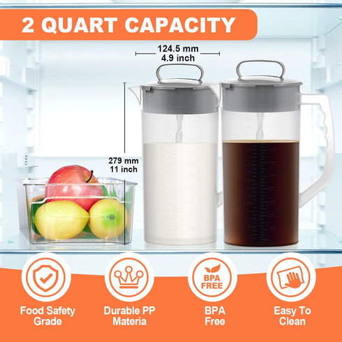 AIIHAC 64oz/ 2000ml pack) Breast milk pitcher, Mixing pitcher with lid, Mixing baby formula,coffee, milk and juice