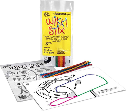 WIKKI STIX Birthday Fun Favors, Pack of 20 Individual Fun Favors with Birthday Themed Play Sheet