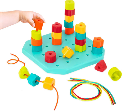Battat Toddler Peg Board, 31 Pcs Stacking Peg Board Set, Fine Motor Skills Therapy Toy for 2 Years +