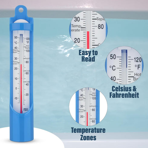 Swimming 230 mm Swimming Pool Thermometer - Scoop Sampling Water Temperature Thermometer for Bath Pool Ice Bath - Easy