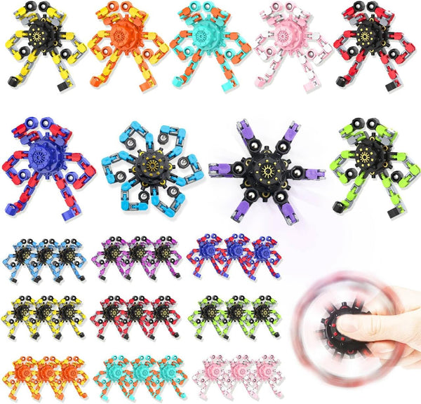 Irvotbes Transformable Fidget Spinners,Funny Stress Relief Sensory Fidget Toys,Deformable Chain DIY Robot Fingertip