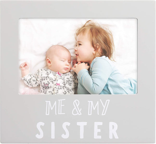 Pearhead Me & My Sister Sentiment Photo Frame - Big Sister or Brother Gift, Gray
